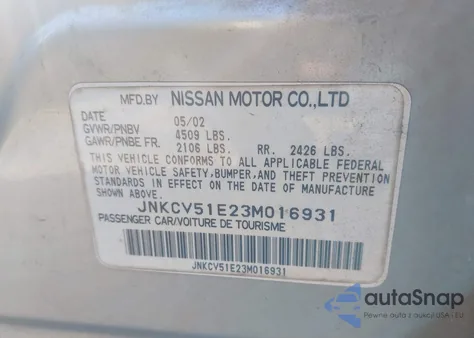 2003 Infiniti G35 Luxury Leather из США, поврежденный, VIN JNKCV51E23M016931